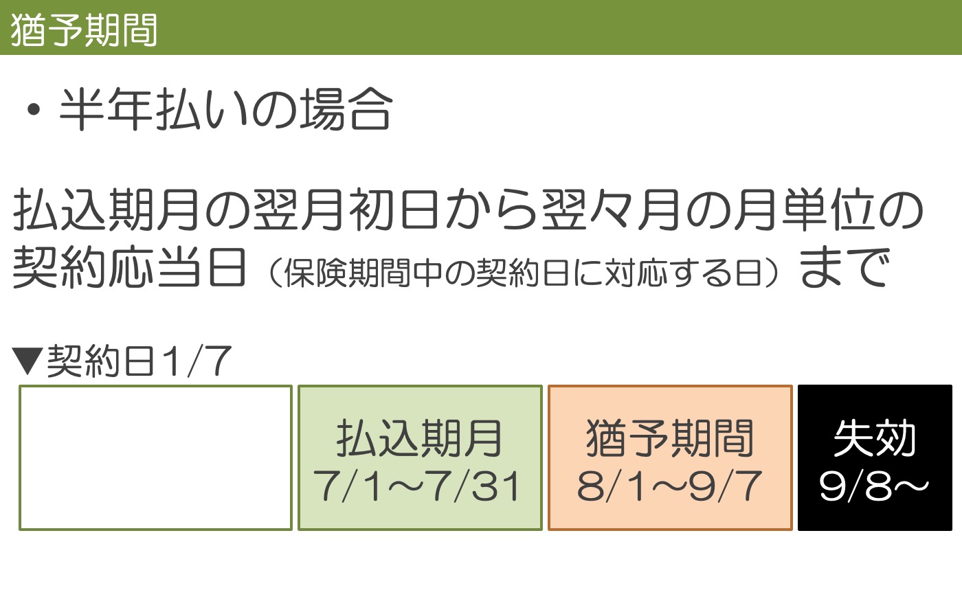 半年払いの場合の猶予期間