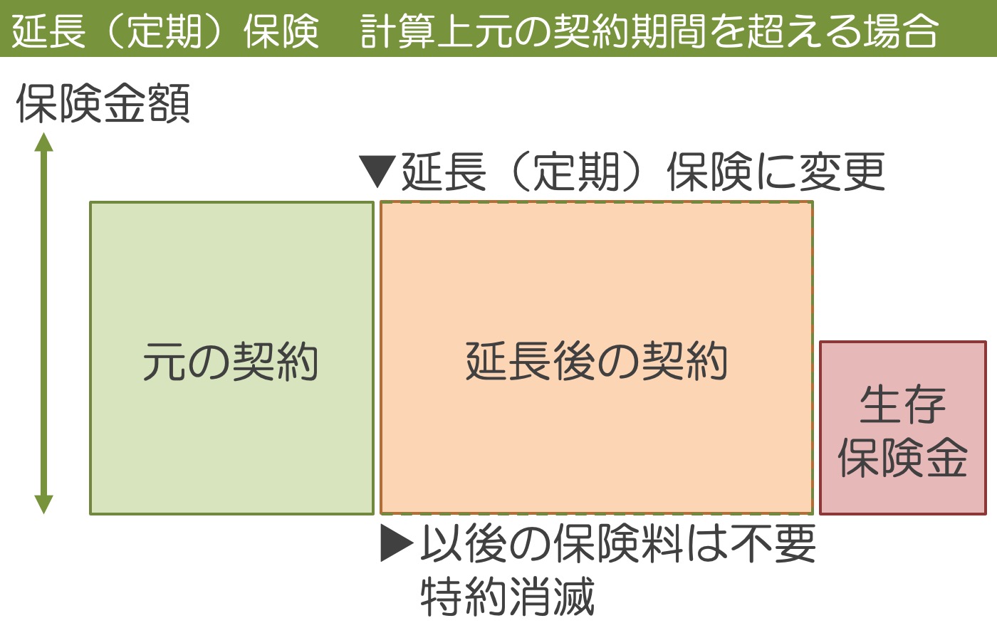 延長（定期）保険　計算上元の契約期間を超える場合