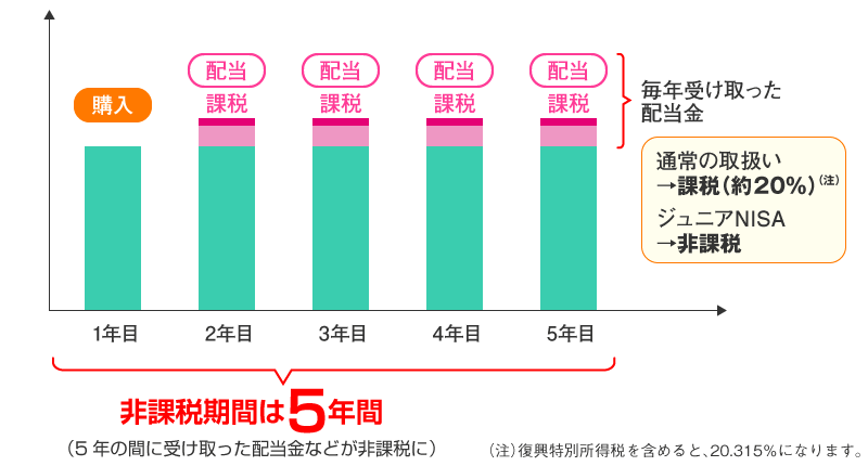 ジュニアNISA　配当金などが非課税